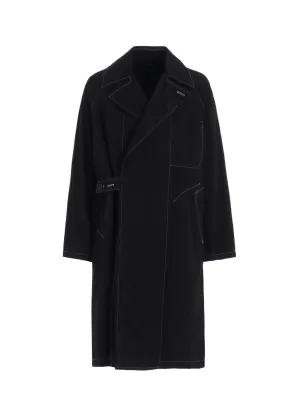 COTTON TWILL GARMENT DYED TIE-LOCKEN COAT