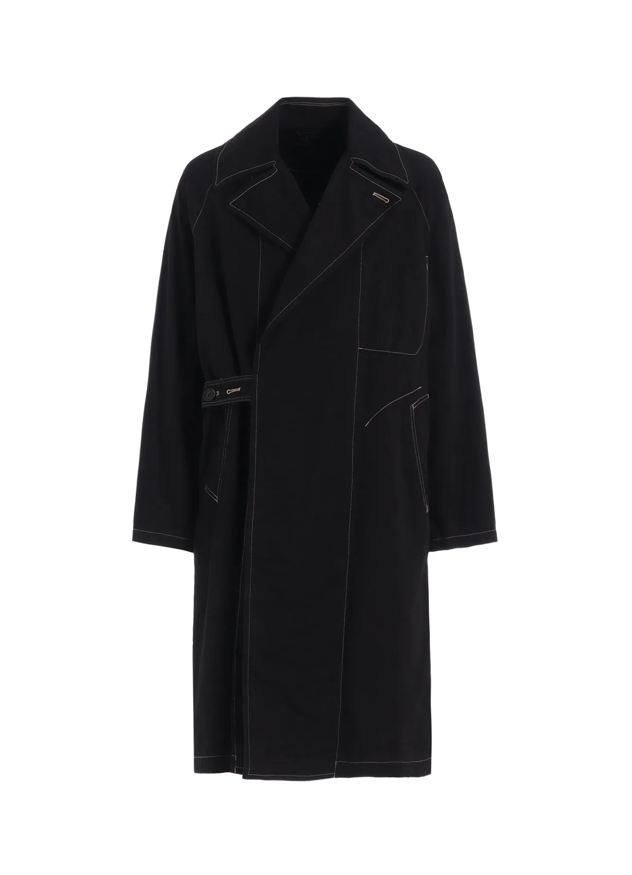 COTTON TWILL GARMENT DYED TIE-LOCKEN COAT