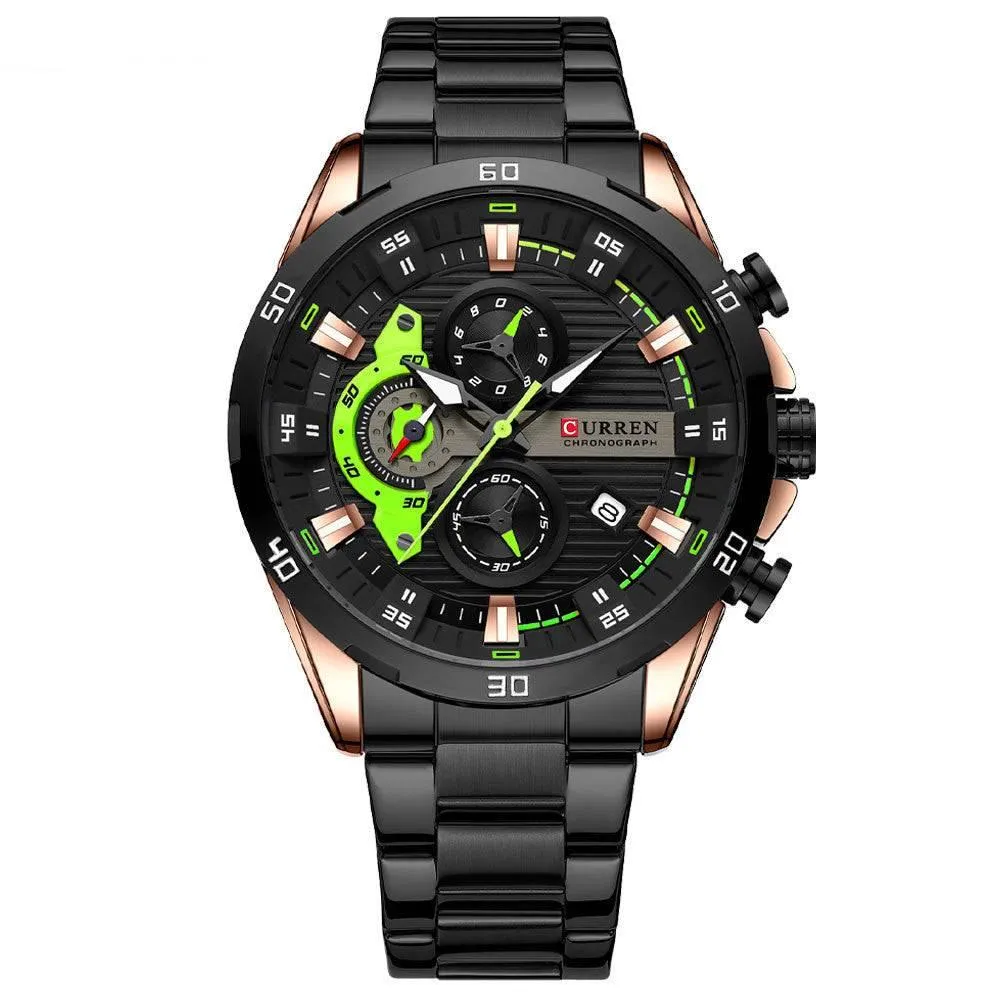 Curren Men's Six Hands Steel Band Quartz Watch 8402