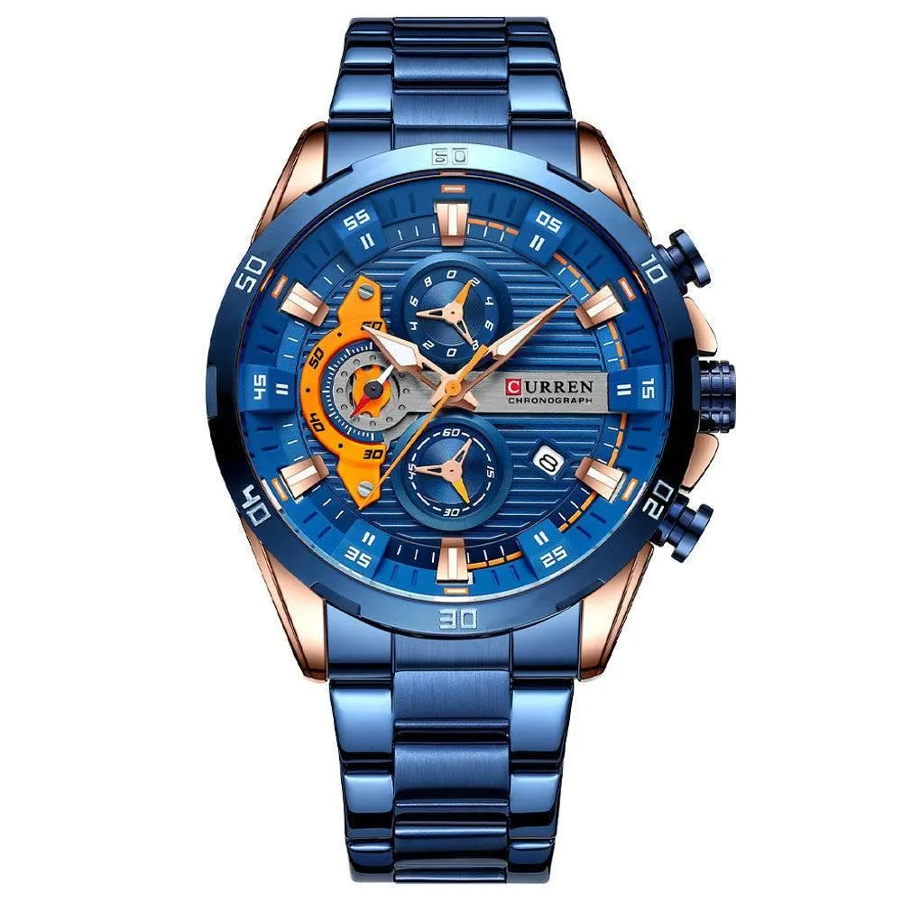 Curren Men's Six Hands Steel Band Quartz Watch 8402