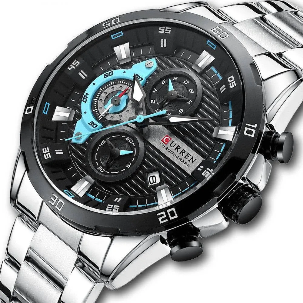 Curren Men's Six Hands Steel Band Quartz Watch 8402