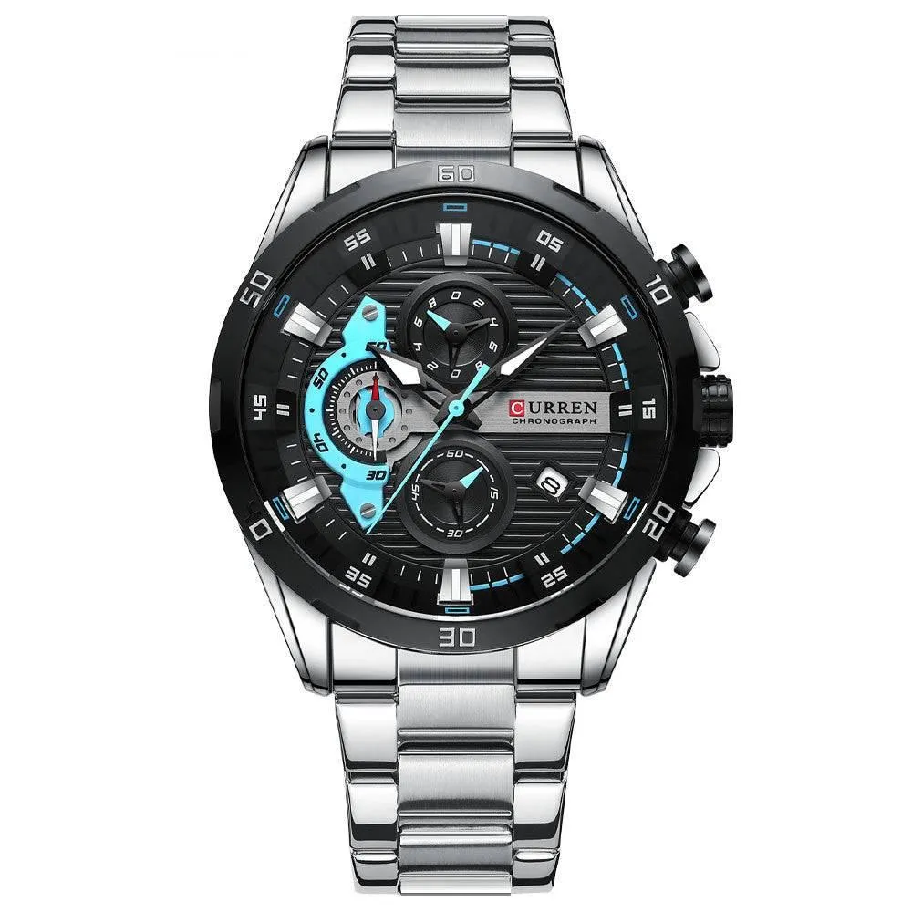 Curren Men's Six Hands Steel Band Quartz Watch 8402