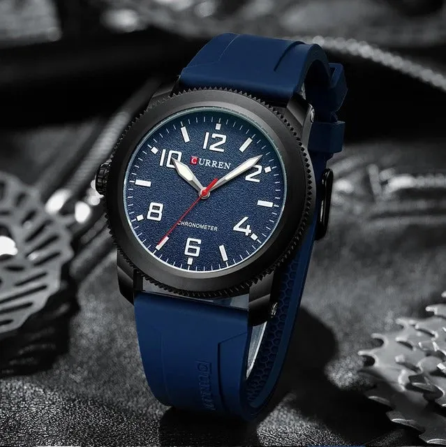 CURREN Original Brand Rubber Straps Wrist Watch For Men With Brand (Box & Bag)-8454