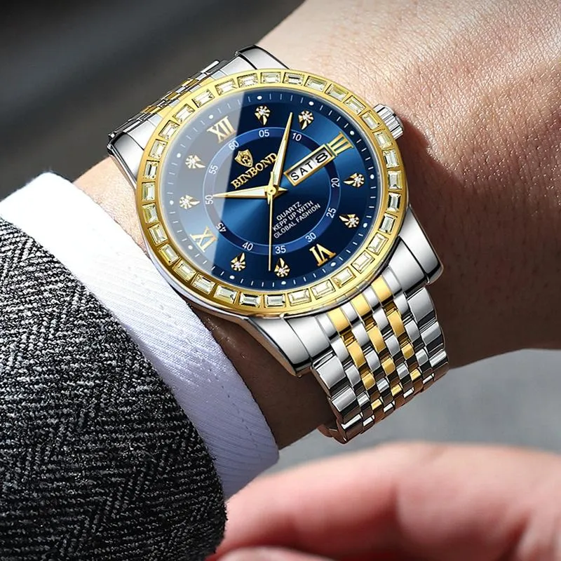 Diamond Dual-calendar Luminous Quartz Watch - B2202