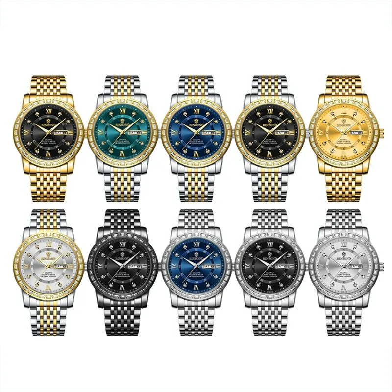 Diamond Dual-calendar Luminous Quartz Watch - B2202