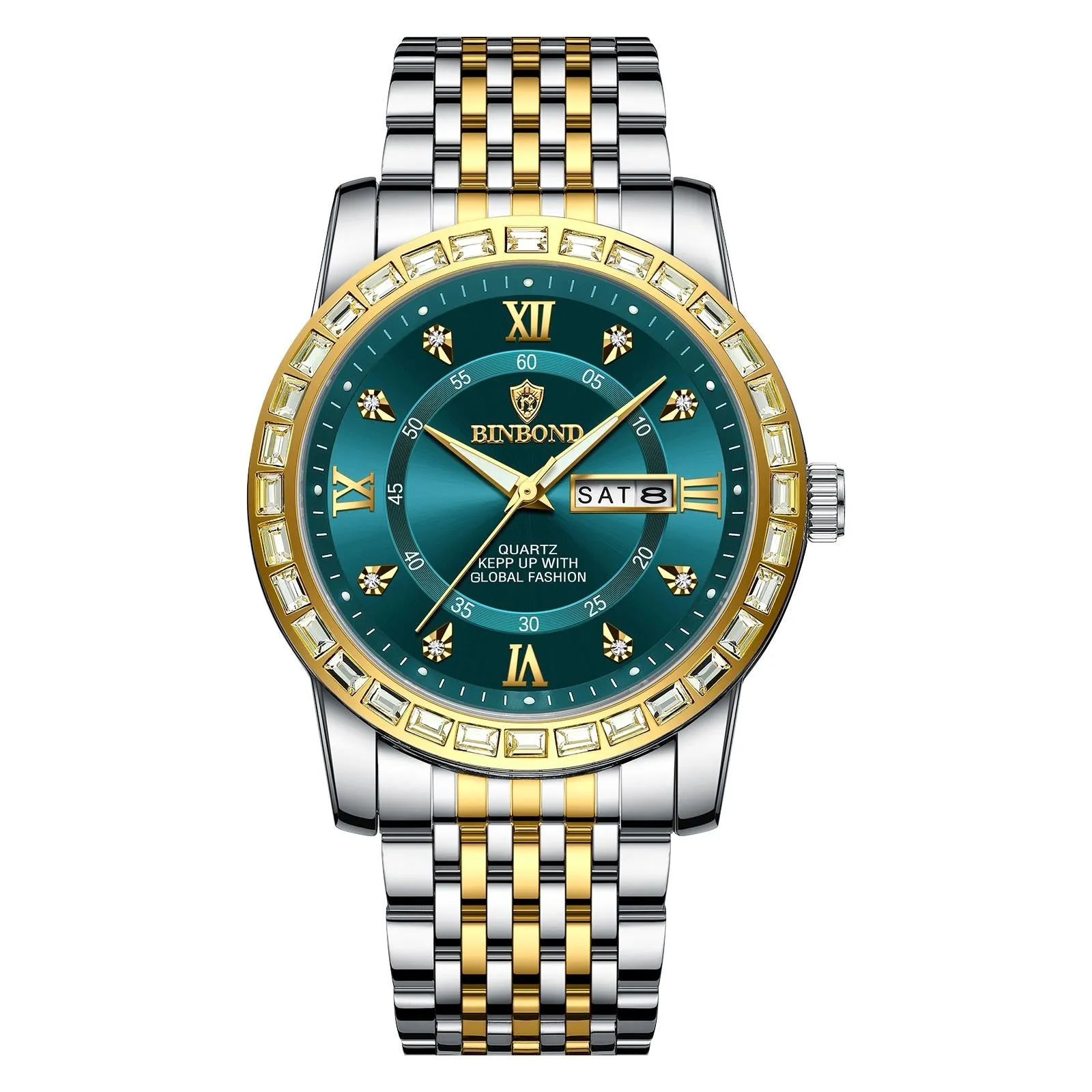 Diamond Dual-calendar Luminous Quartz Watch - B2202