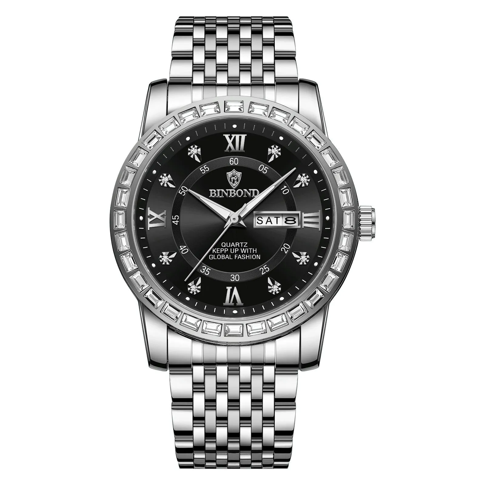 Diamond Dual-calendar Luminous Quartz Watch - B2202