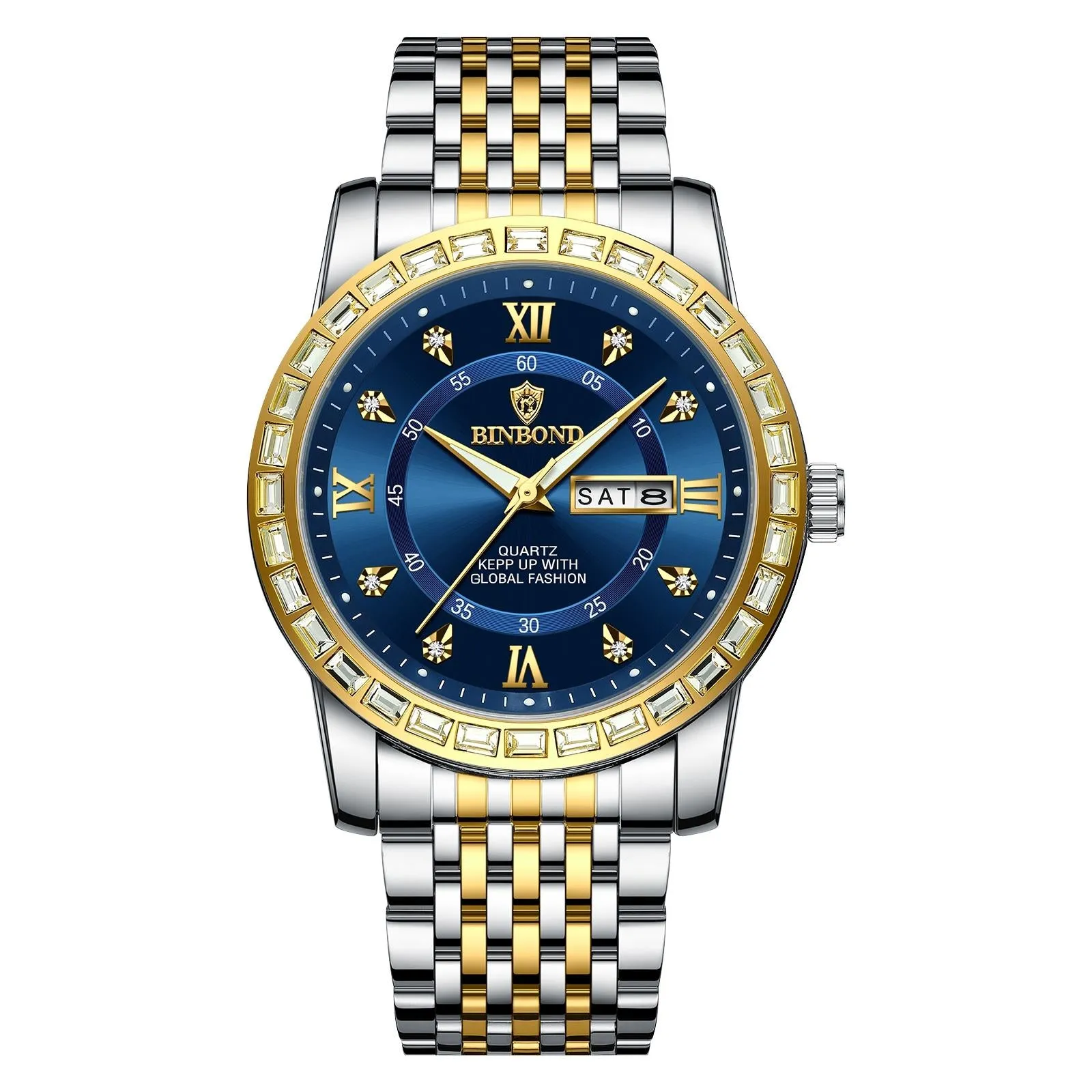 Diamond Dual-calendar Luminous Quartz Watch - B2202