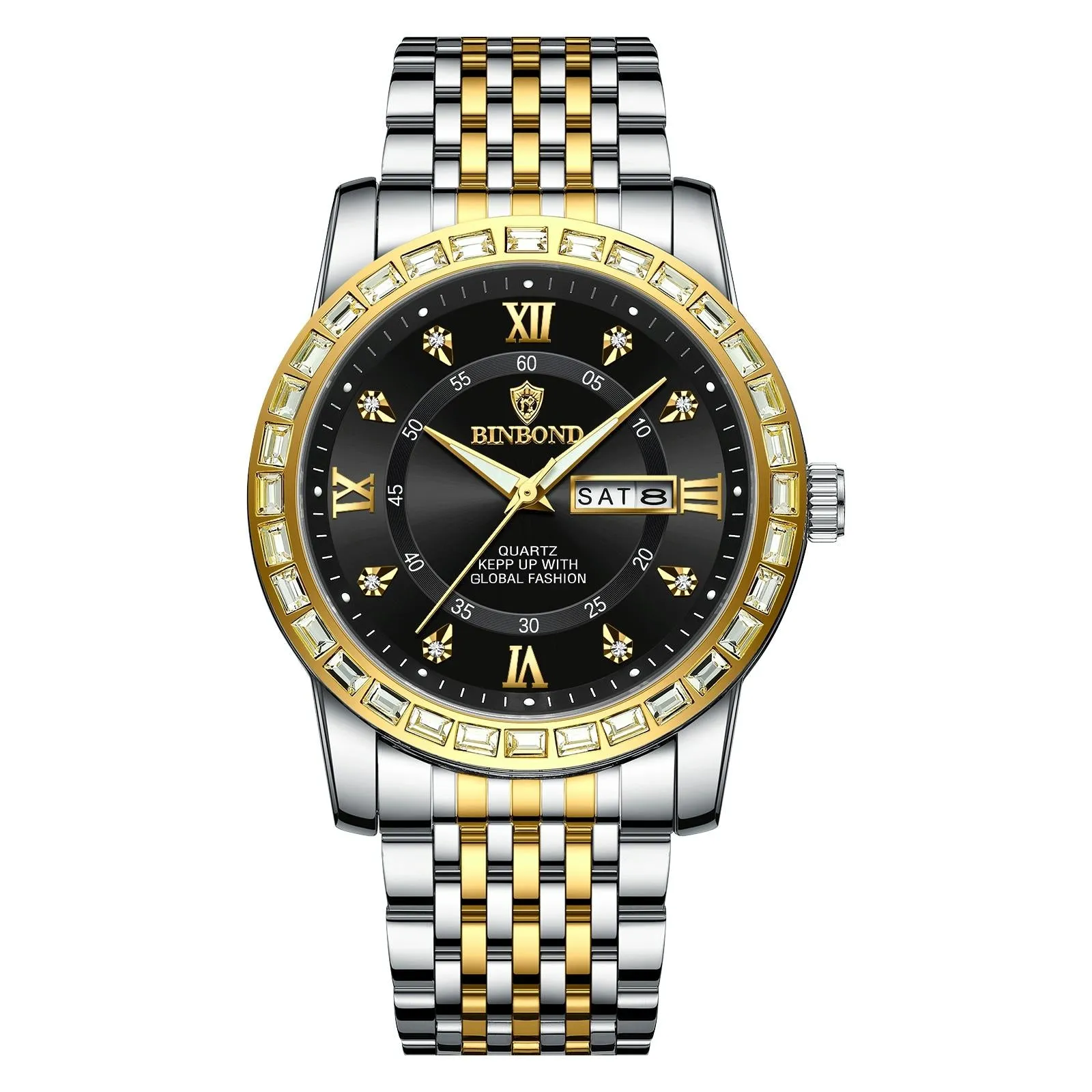 Diamond Dual-calendar Luminous Quartz Watch - B2202