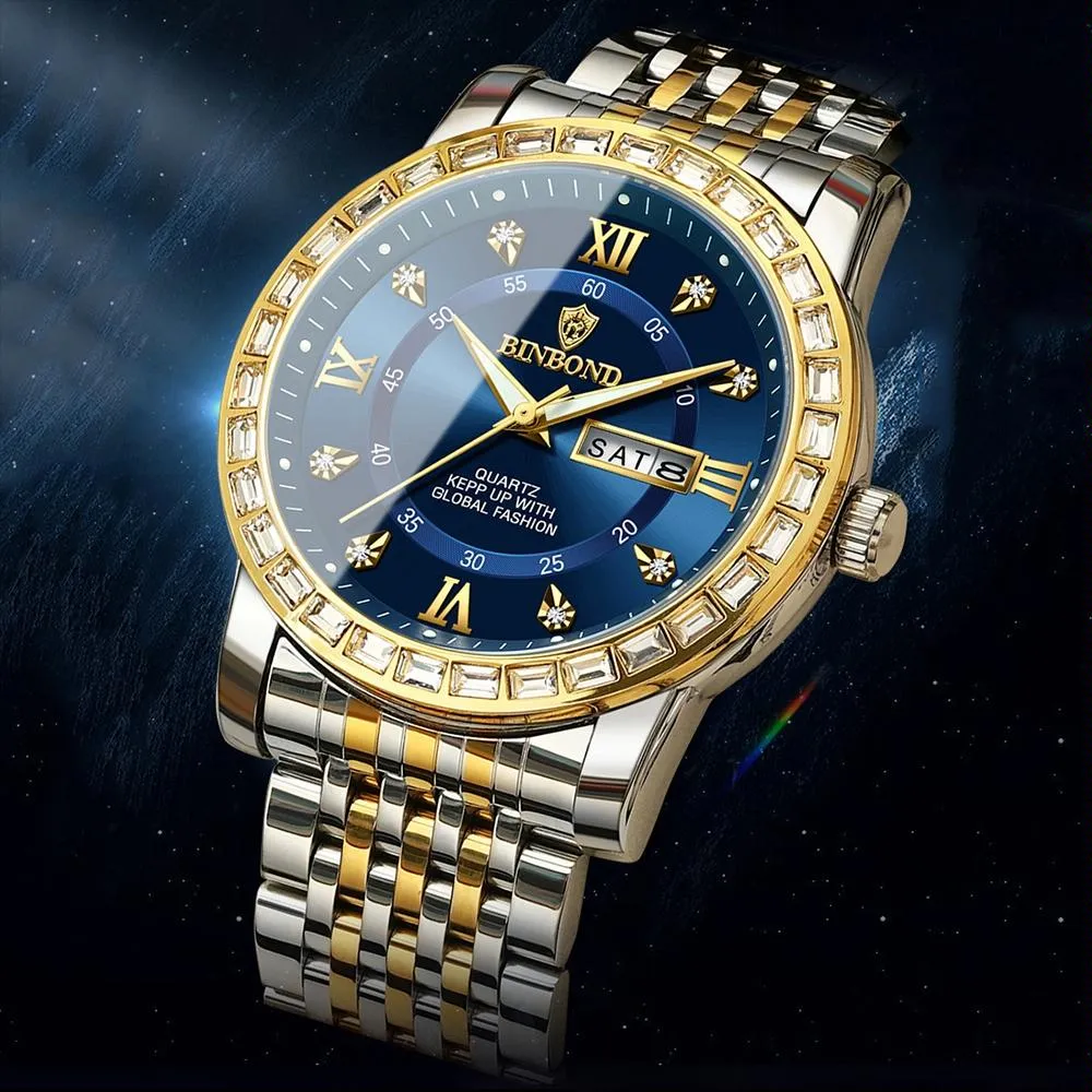 Diamond Dual-calendar Luminous Quartz Watch - B2202