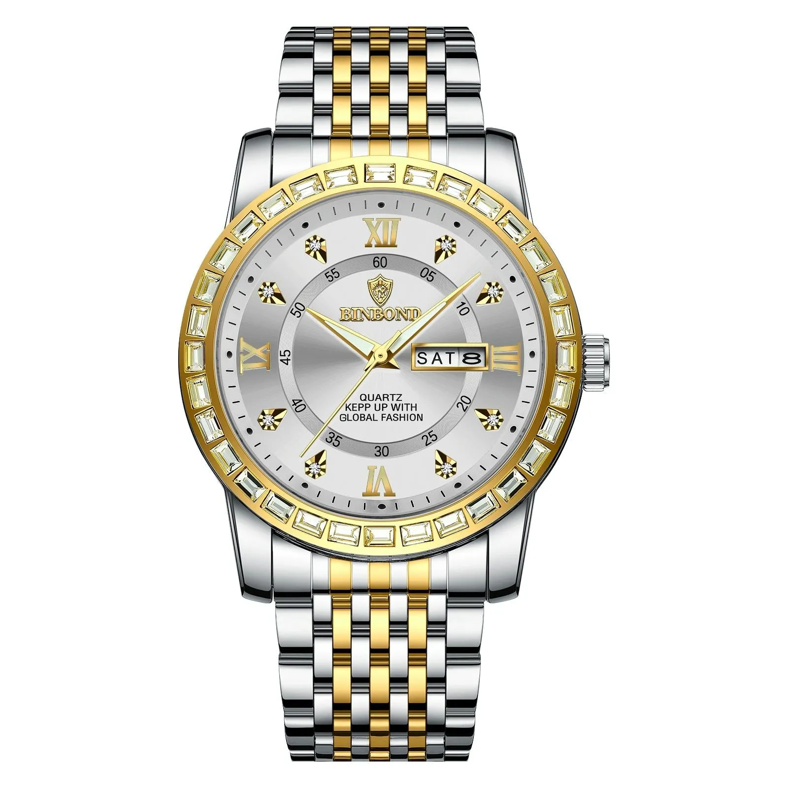 Diamond Dual-calendar Luminous Quartz Watch - B2202