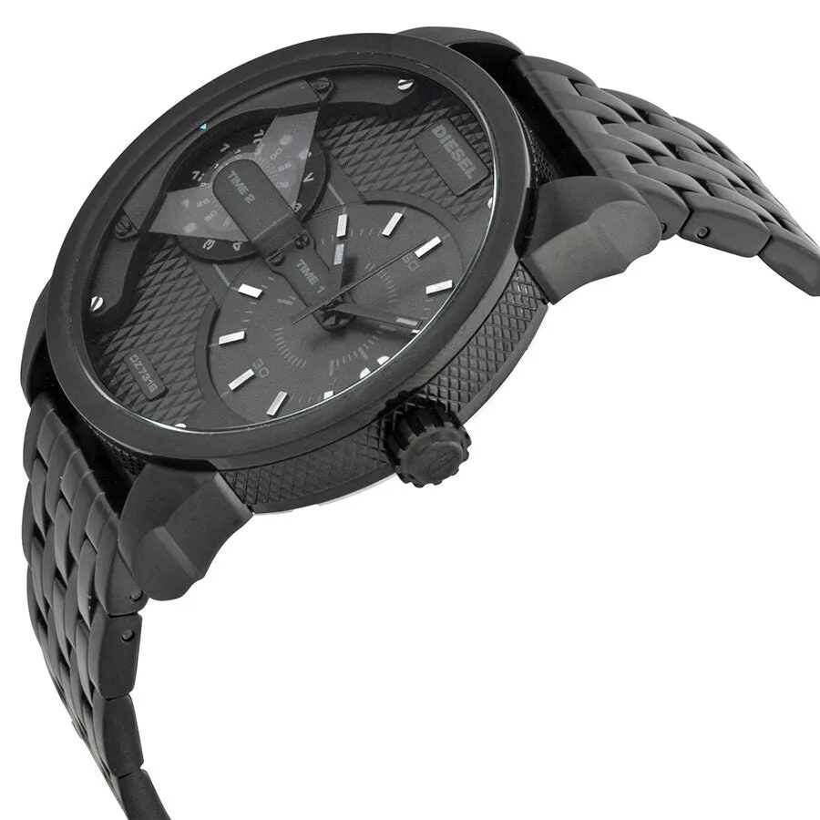 Diesel Mini Daddy Black Dual Time Dial Black Ion-plated Men's Watch DZ7316