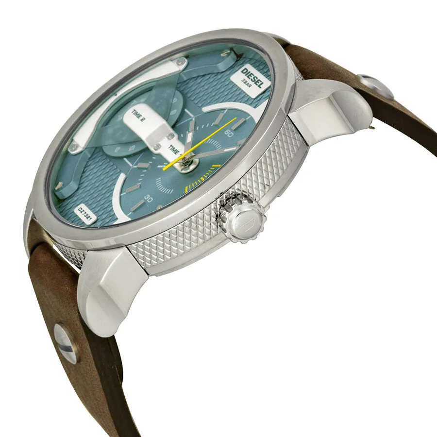 Diesel Mini Daddy Dual Time Dial Brown Leather Men's Watch DZ7321