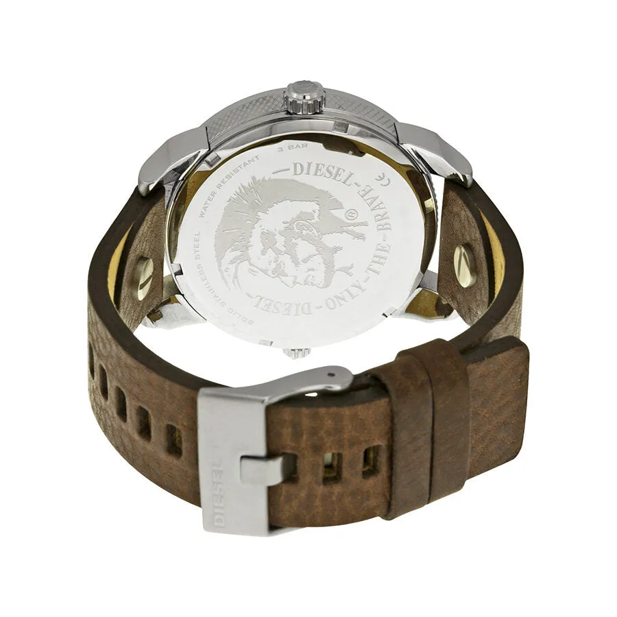 Diesel Mini Daddy Dual Time Dial Brown Leather Men's Watch DZ7321