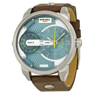 Diesel Mini Daddy Dual Time Dial Brown Leather Men's Watch DZ7321