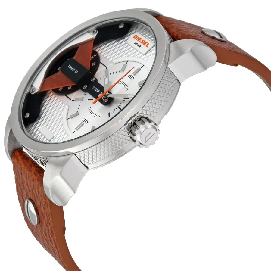 Diesel Mini Daddy Silver Dial Brown Leather Men's Watch DZ7309