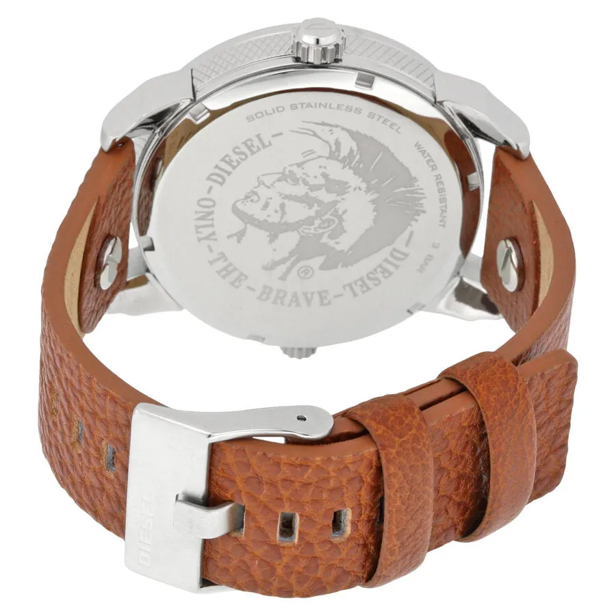 Diesel Mini Daddy Silver Dial Brown Leather Men's Watch DZ7309