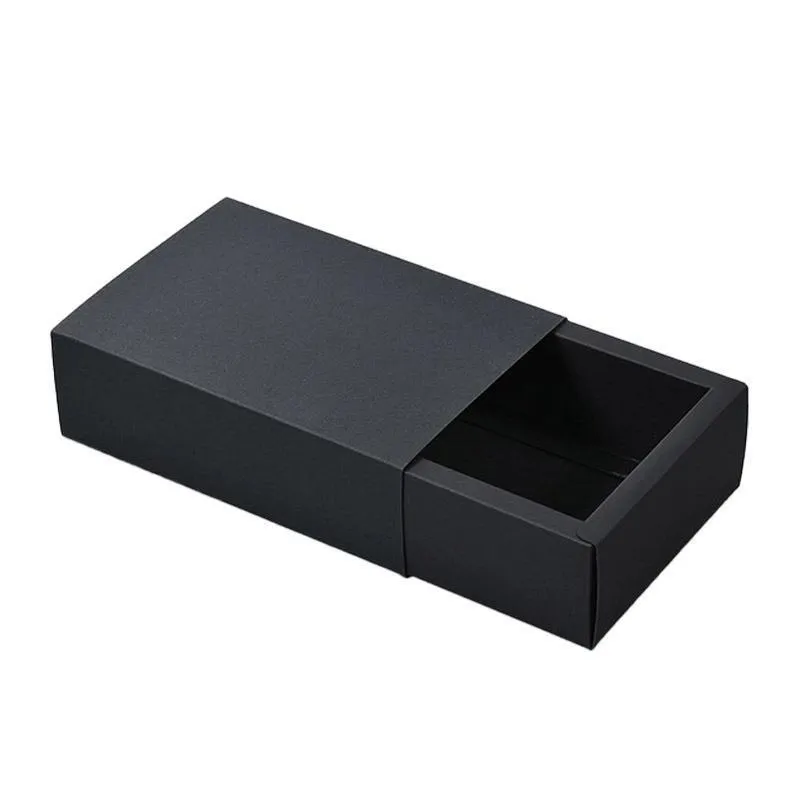 Drawer Gift Box for Jewelry Black 25PCS