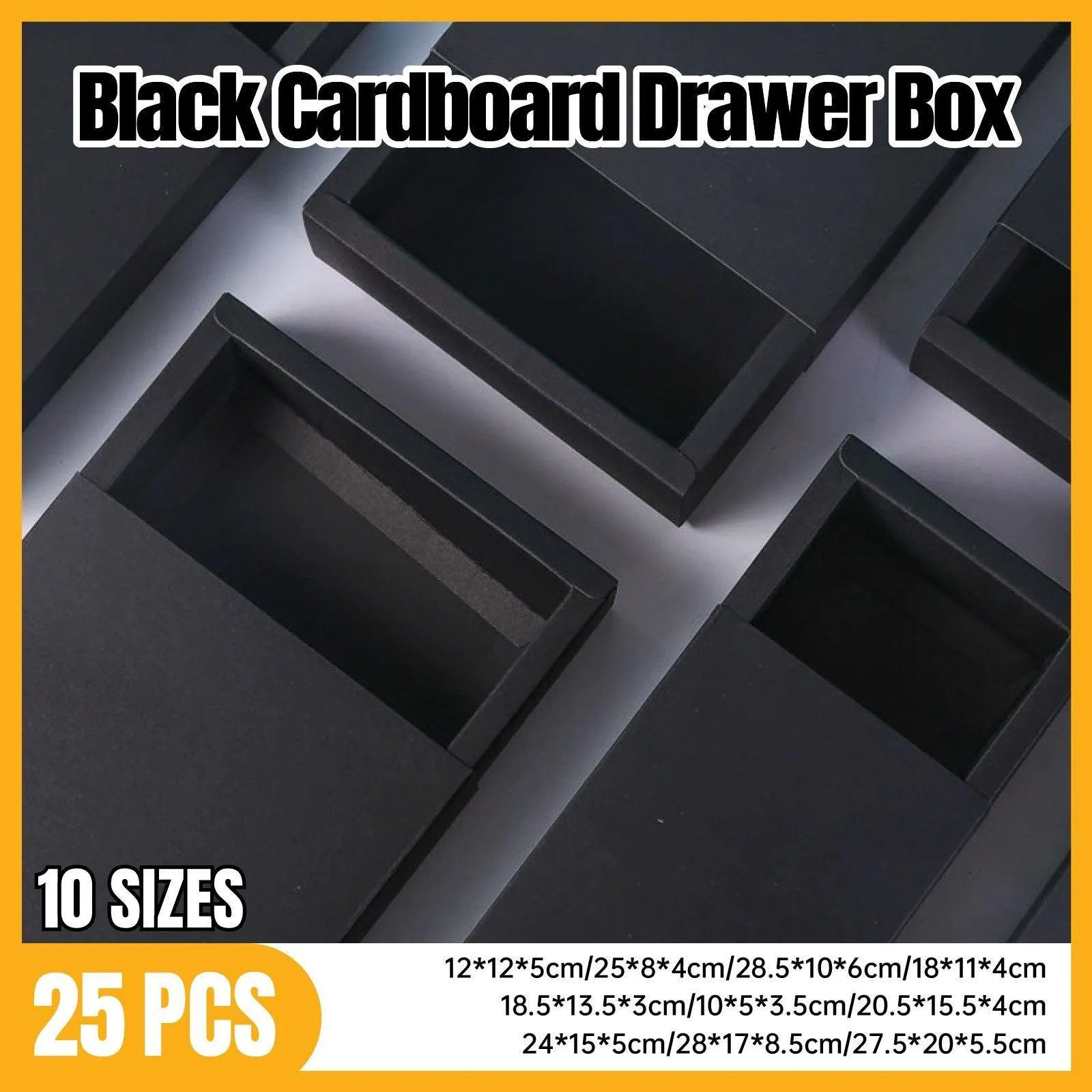 Drawer Gift Box for Jewelry Black 25PCS