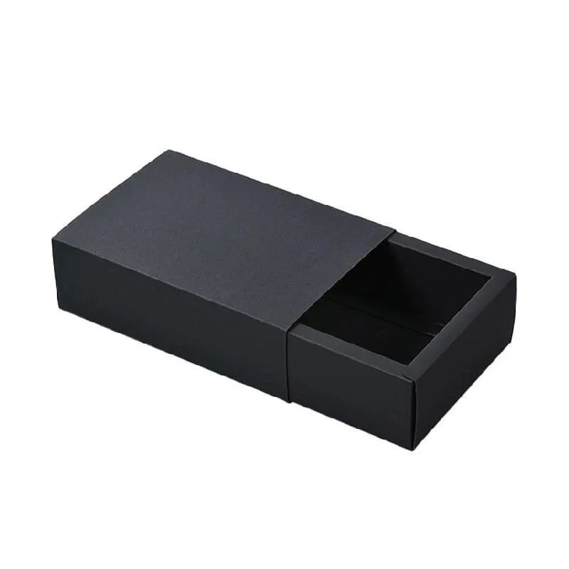 Drawer Gift Box for Jewelry Black 25PCS
