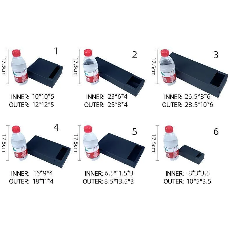 Drawer Gift Box for Jewelry Black 25PCS