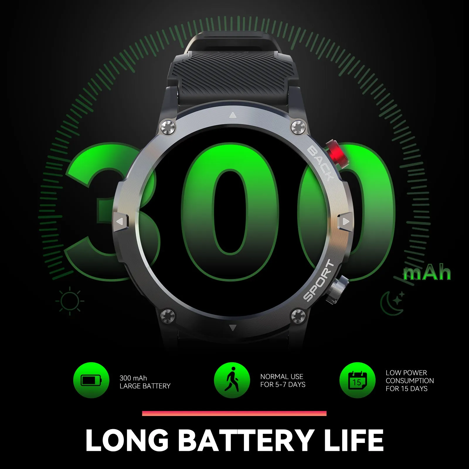 EIGIIS Military Smart Watch for Men Outdoor Tactical Smartwatch Rugged Bluetooth Dail Calls Speaker 1.32’’ HD Touch Screen Waterproof Fitness Tracker with Heart Rate Monitor for iOS Android Phones