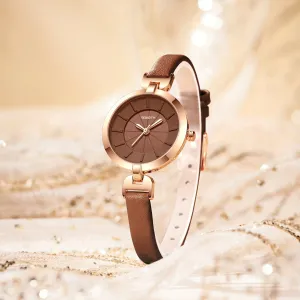 Elegant Womens Quartz Watch with PU Leather Strap