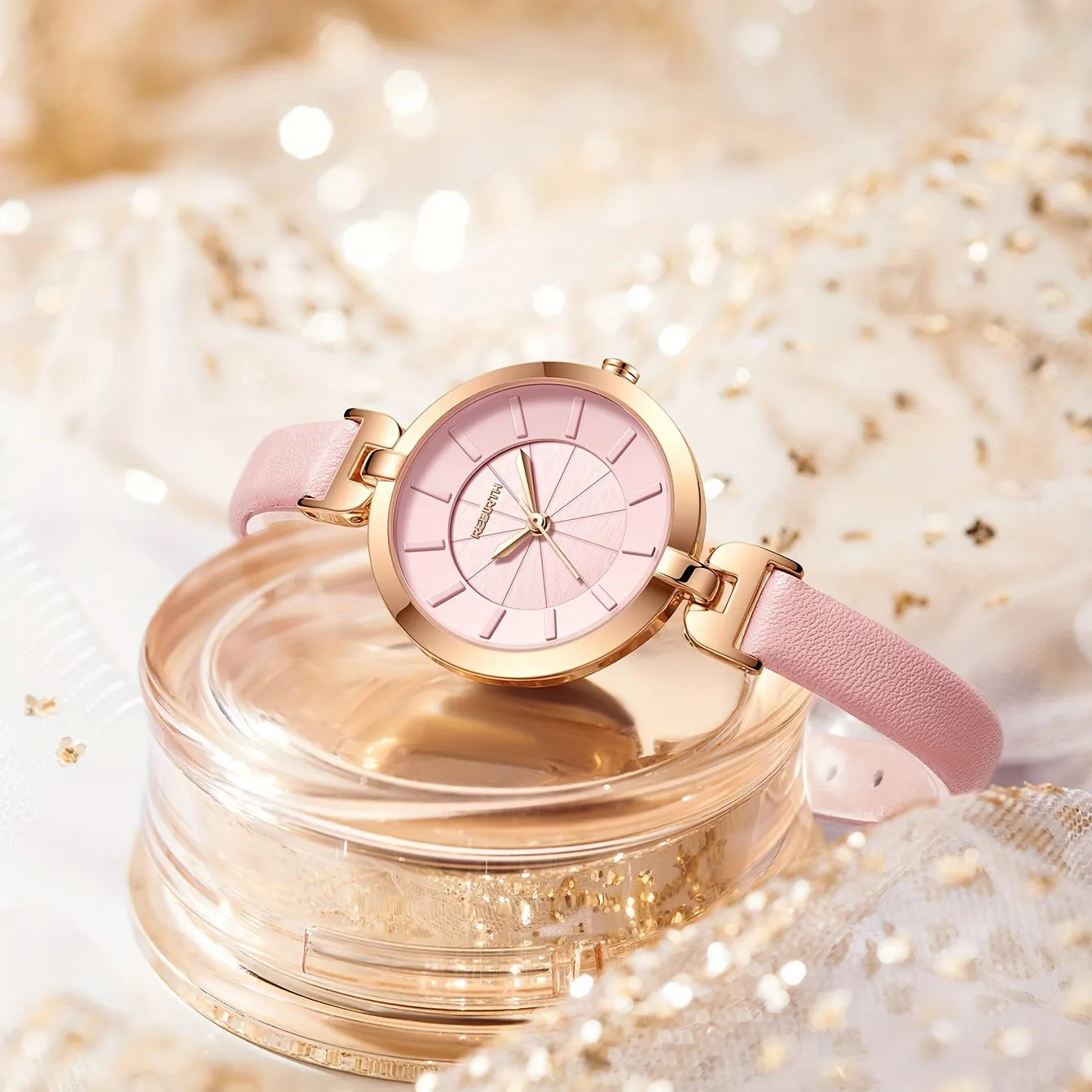 Elegant Womens Quartz Watch with PU Leather Strap
