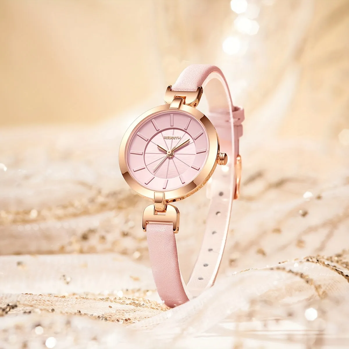Elegant Womens Quartz Watch with PU Leather Strap