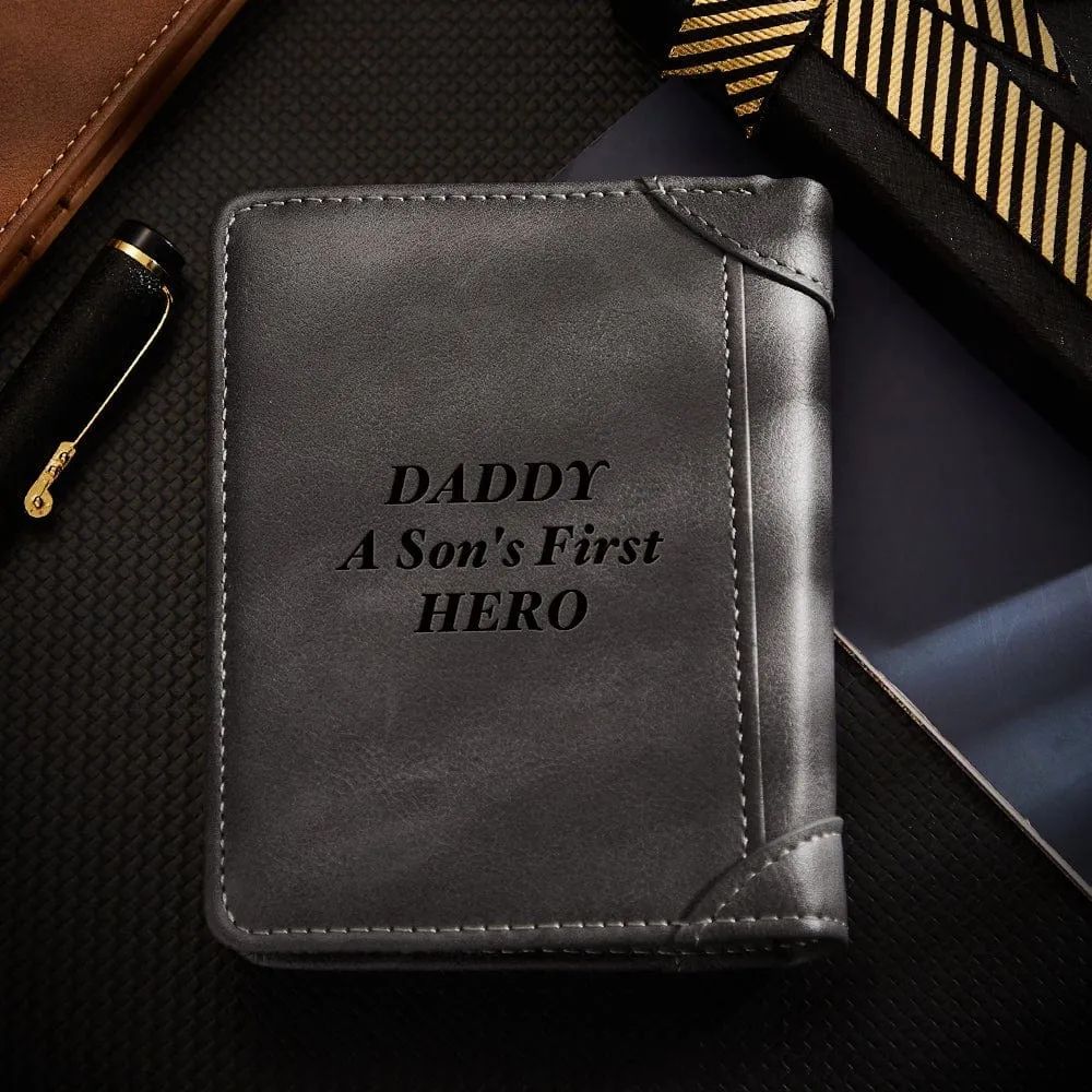 Engraved Money Clip Personalized leather Wallet Valentine's Day Gifts For Birthday