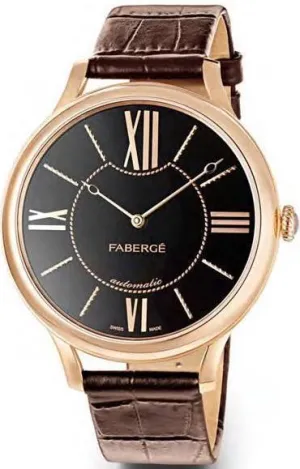 Faberge Watch Lady 18ct Rose Gold Black Dial