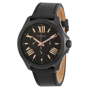 Fossil Cecile Black Dial Black Leather Strap Men's Watch AM4523