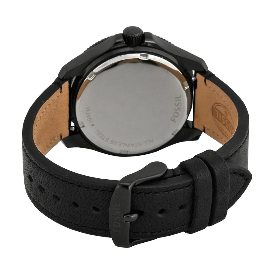 Fossil Cecile Black Dial Black Leather Strap Men's Watch AM4523