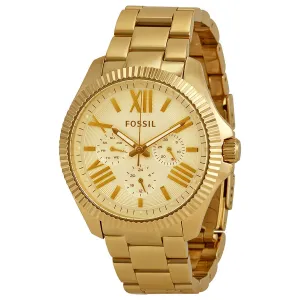 Fossil Ceclie Multi-Function Champagne Dial Gold Steel Ladies Watch AM4570