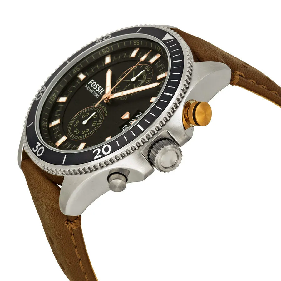 Fossil Wakefield Chronograph Black Dial Brown Leather Men's Watch CH2944