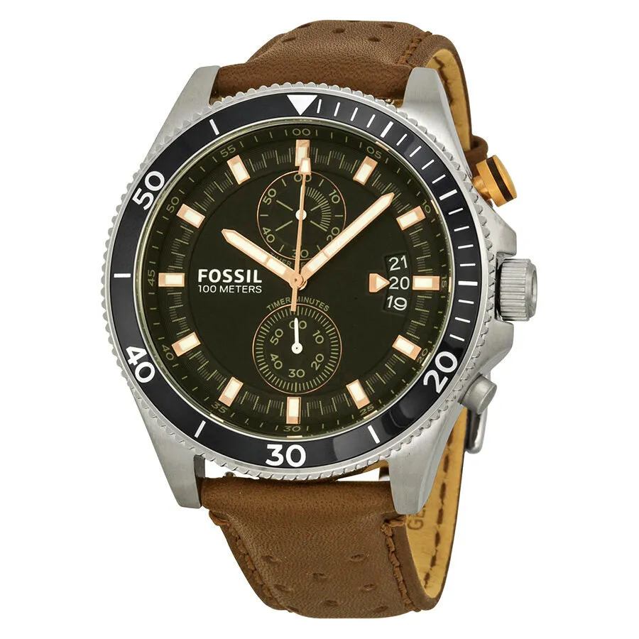 Fossil Wakefield Chronograph Black Dial Brown Leather Men's Watch CH2944