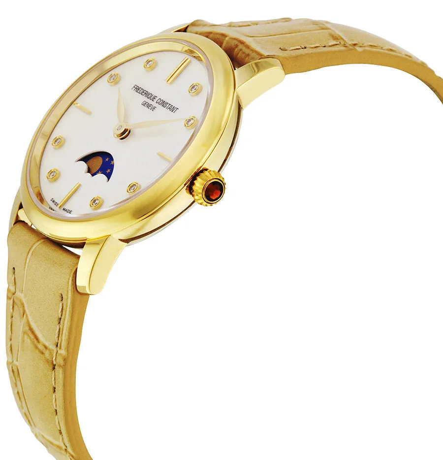 Frederique Constant Slim Line Gold-tone Case Moonphase Ladies Watch FC-206MPWD1S5