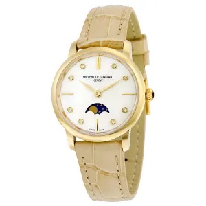 Frederique Constant Slim Line Gold-tone Case Moonphase Ladies Watch FC-206MPWD1S5