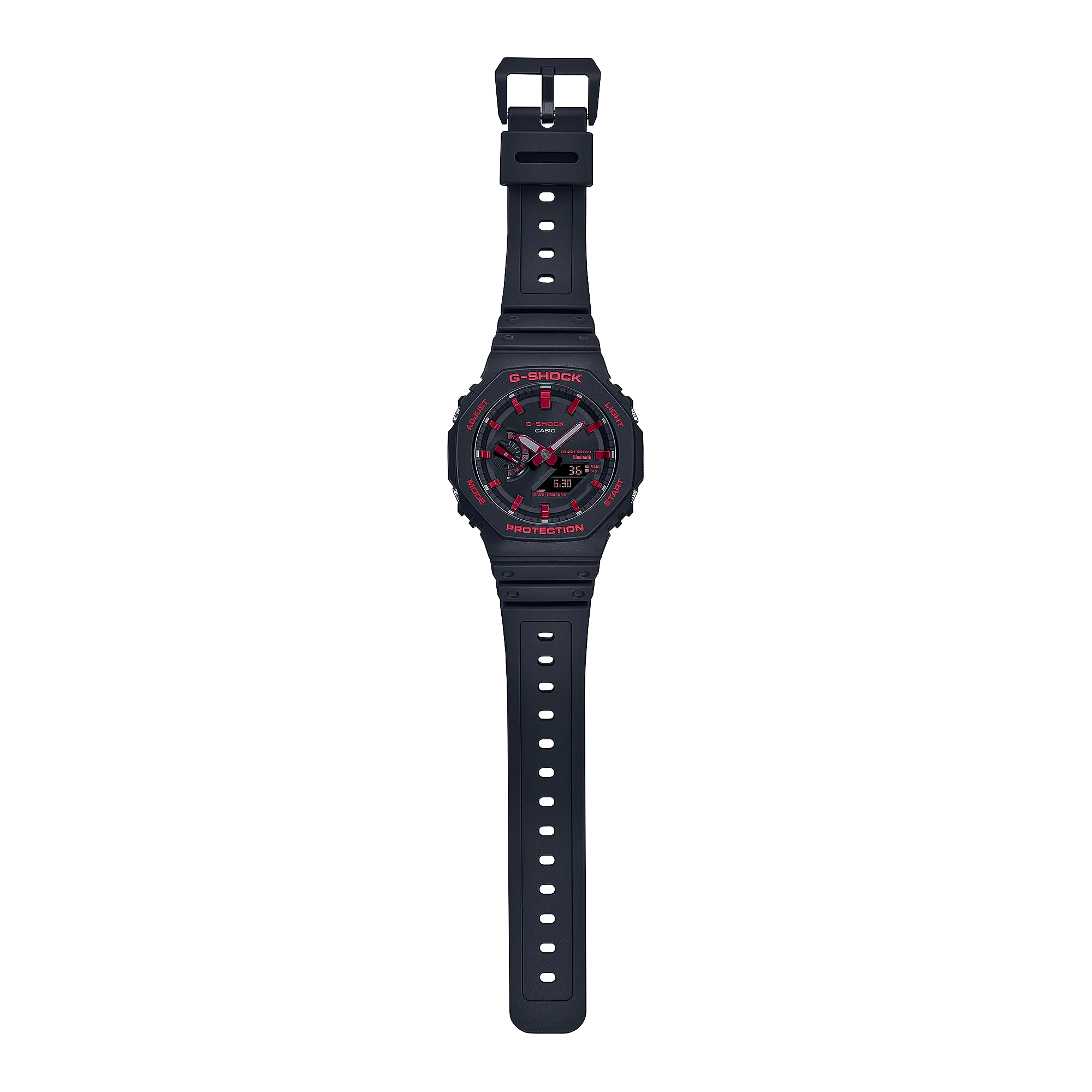 G-Shock Octagonal Black Resin Band Red Bluetooth Watch GAB2100BNR-1A