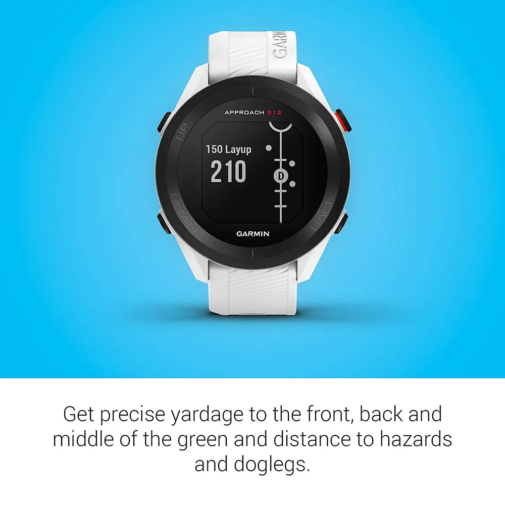 Garmin Approach S12 42k  Preloaded Courses Easy-to-Use GPS Golf White Watch - 010-02472-02