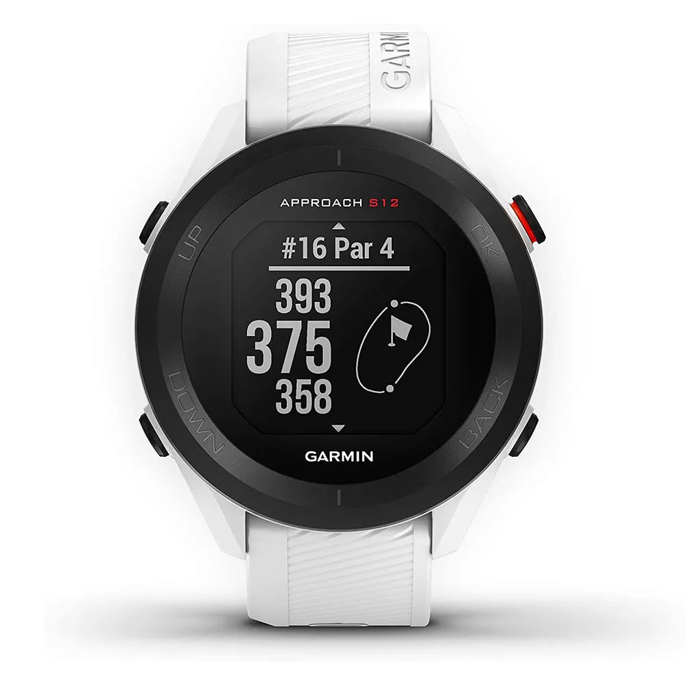 Garmin Approach S12 42k  Preloaded Courses Easy-to-Use GPS Golf White Watch - 010-02472-02