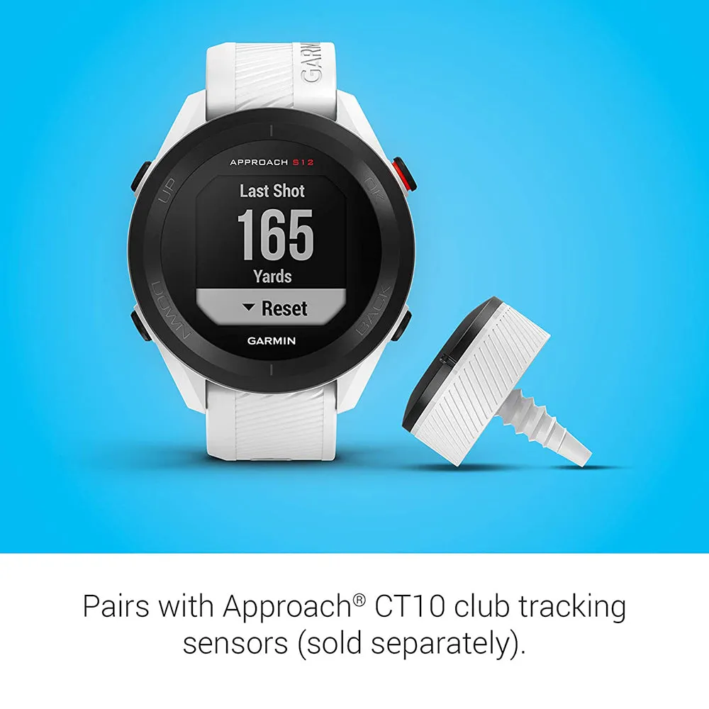 Garmin Approach S12 42k  Preloaded Courses Easy-to-Use GPS Golf White Watch - 010-02472-02