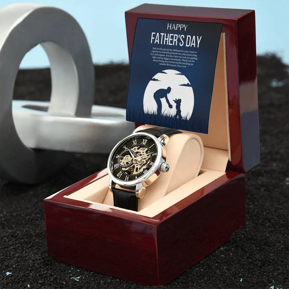 Gift for Dad Father's Day Gifts Openwork Watch Personal Message for Dad from Daughter or Son
