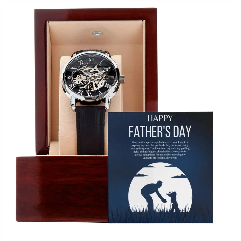 Gift for Dad Father's Day Gifts Openwork Watch Personal Message for Dad from Daughter or Son