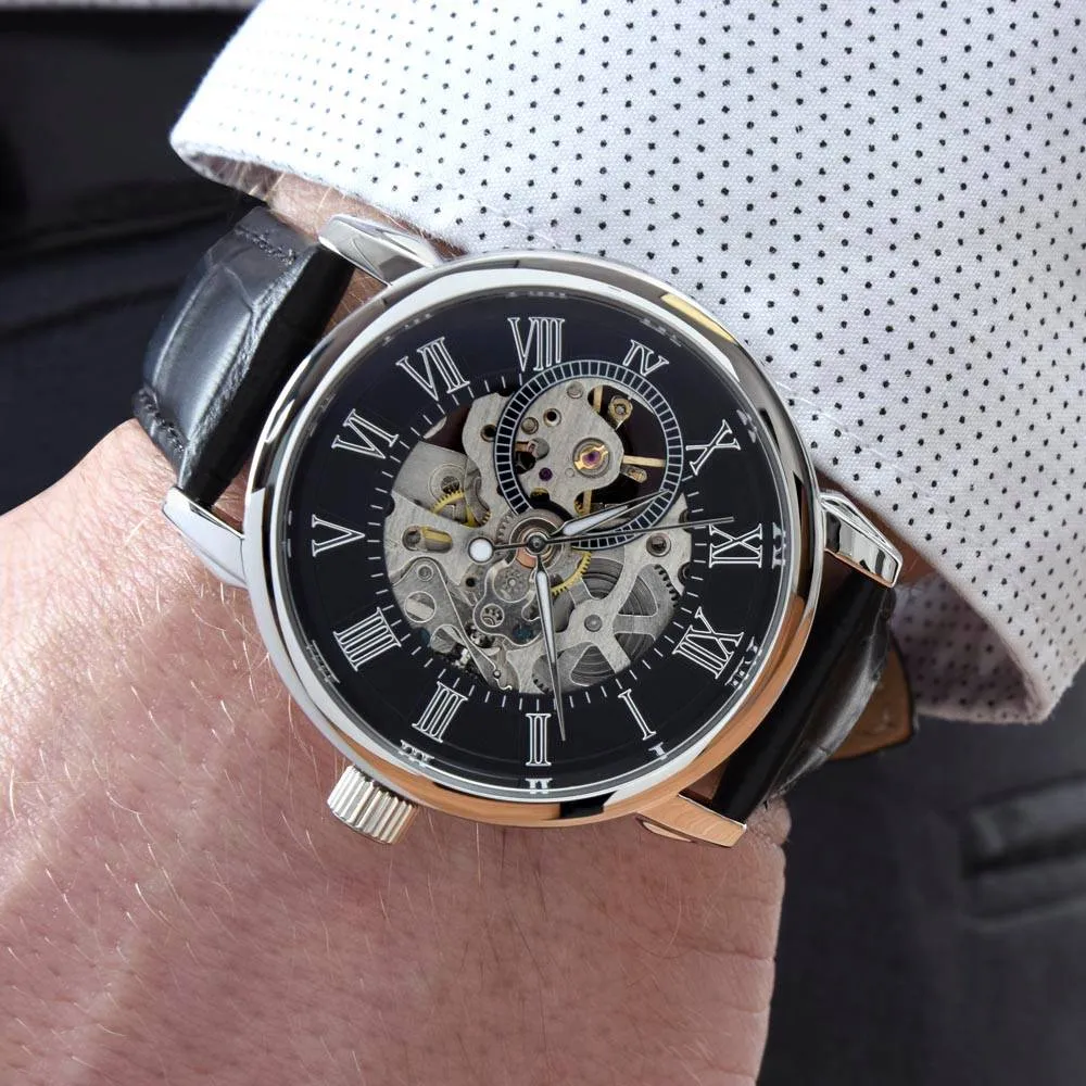 Gift for Dad Father's Day Gifts Openwork Watch Personal Message for Dad from Daughter or Son