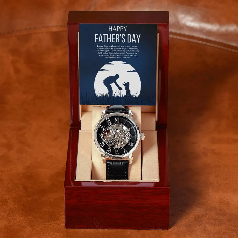Gift for Dad Father's Day Gifts Openwork Watch Personal Message for Dad from Daughter or Son
