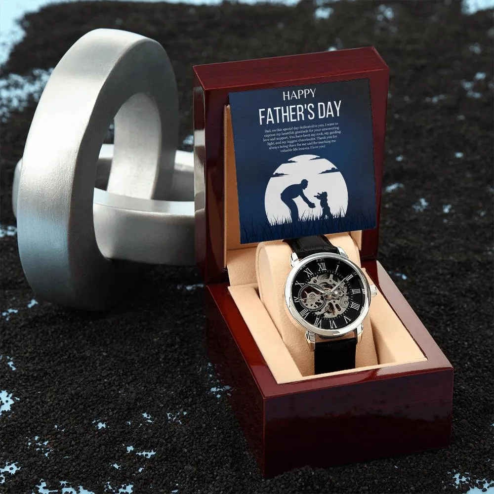 Gift for Dad Father's Day Gifts Openwork Watch Personal Message for Dad from Daughter or Son