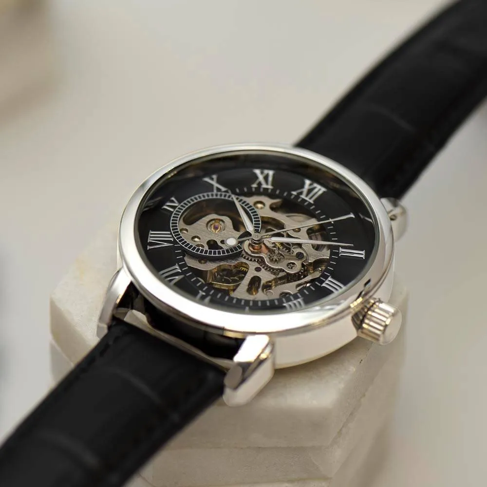 Gift for Dad Father's Day Gifts Openwork Watch Personal Message for Dad from Daughter or Son