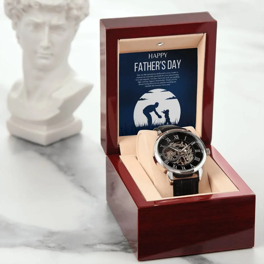 Gift for Dad Father's Day Gifts Openwork Watch Personal Message for Dad from Daughter or Son