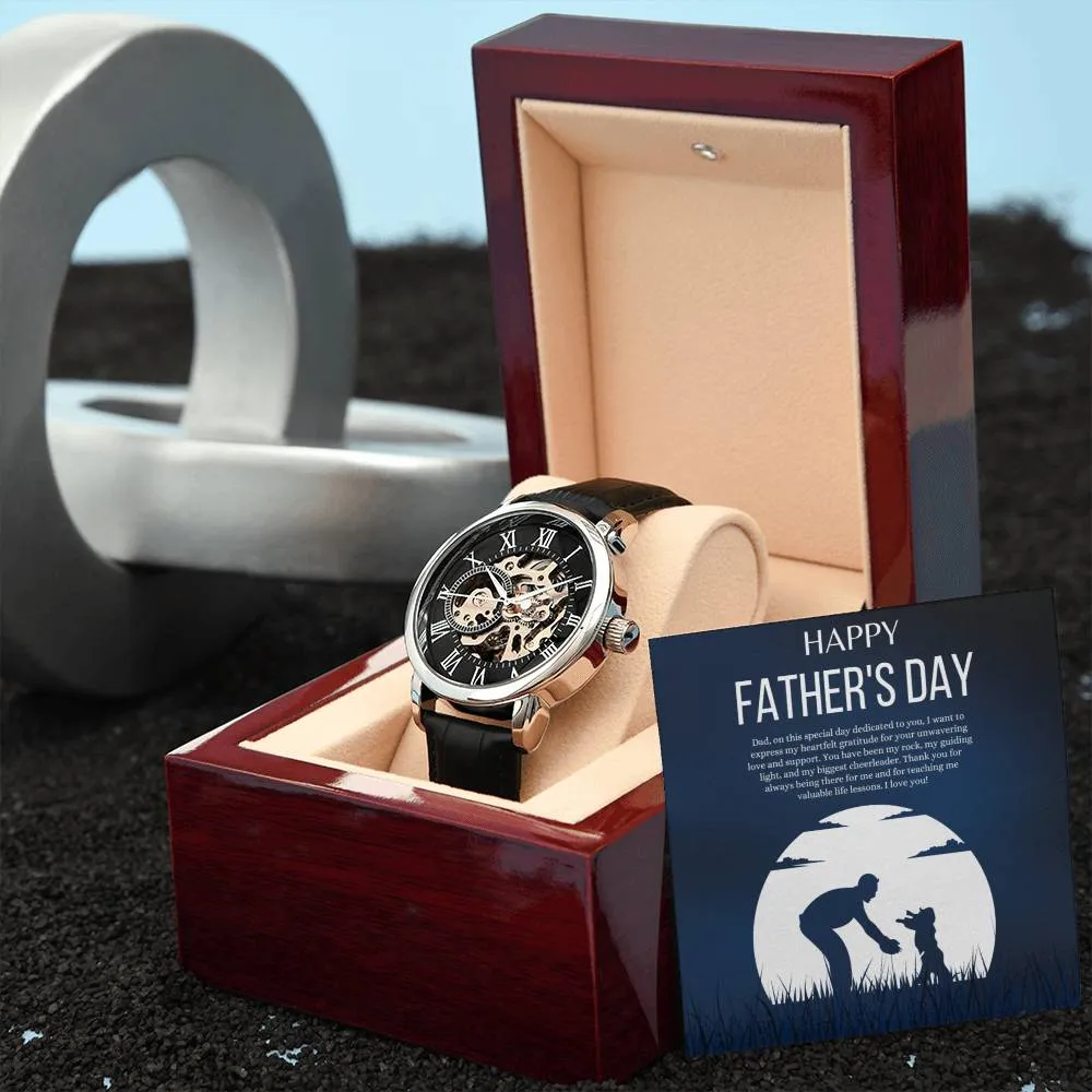Gift for Dad Father's Day Gifts Openwork Watch Personal Message for Dad from Daughter or Son